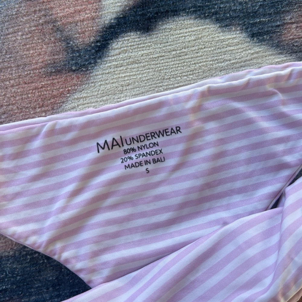 Mai Underwear Pink and White Striped Bikini Bottom - Picture 3 of 4